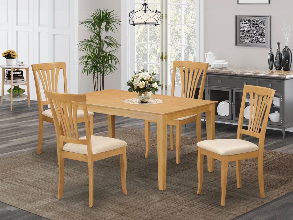 CAAV5-OAK-C 5 Piece Kitchen Table Set for 4 Includes a Rectangle Dining Room Table