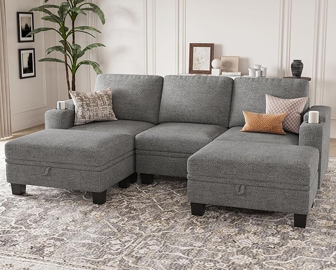 Sofa Couch with Storage U Shape Convertible Corner Couches for Living Room
