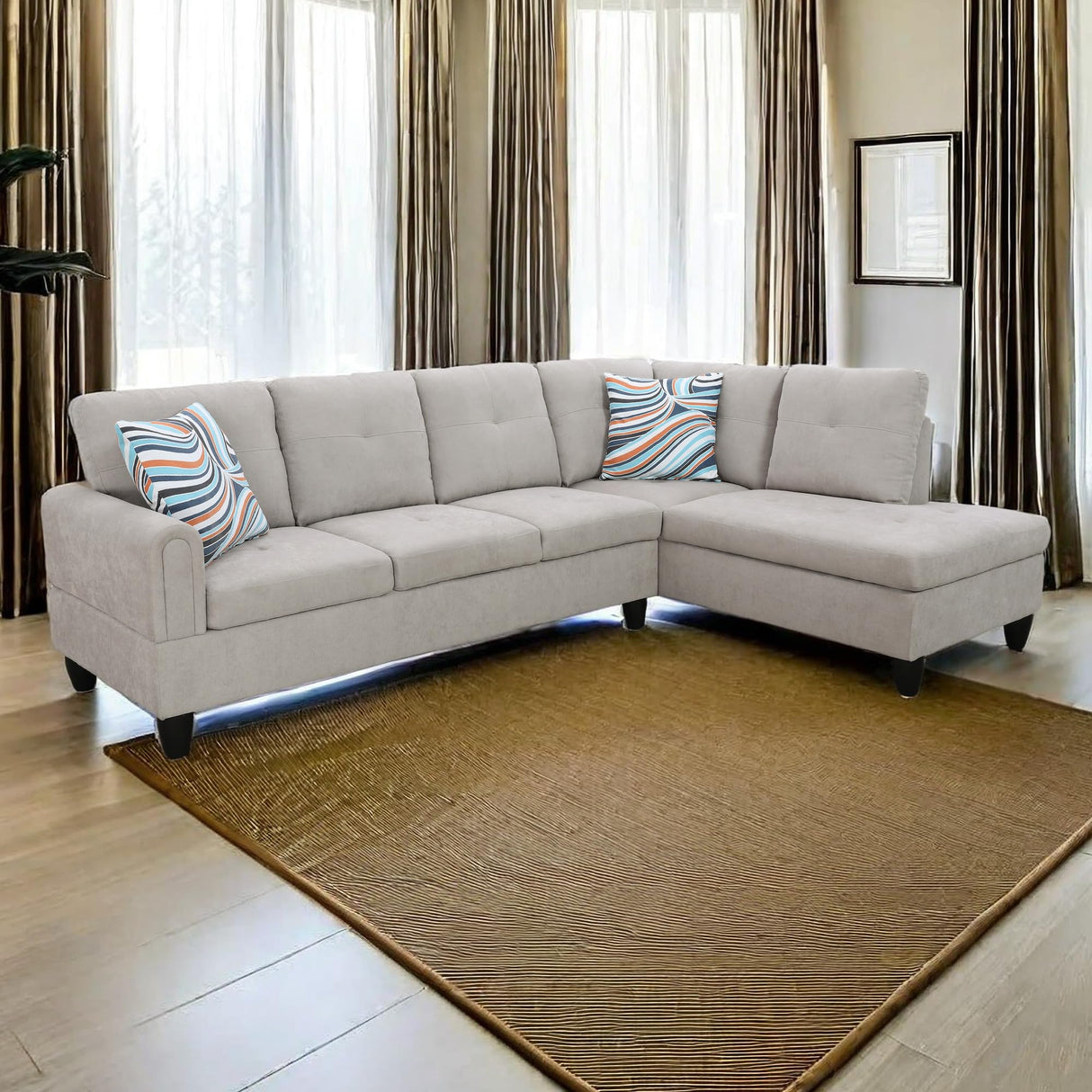 Sectional Couches for Living Room 2 Pieces Modern Sectional Sofa with Right Chaise