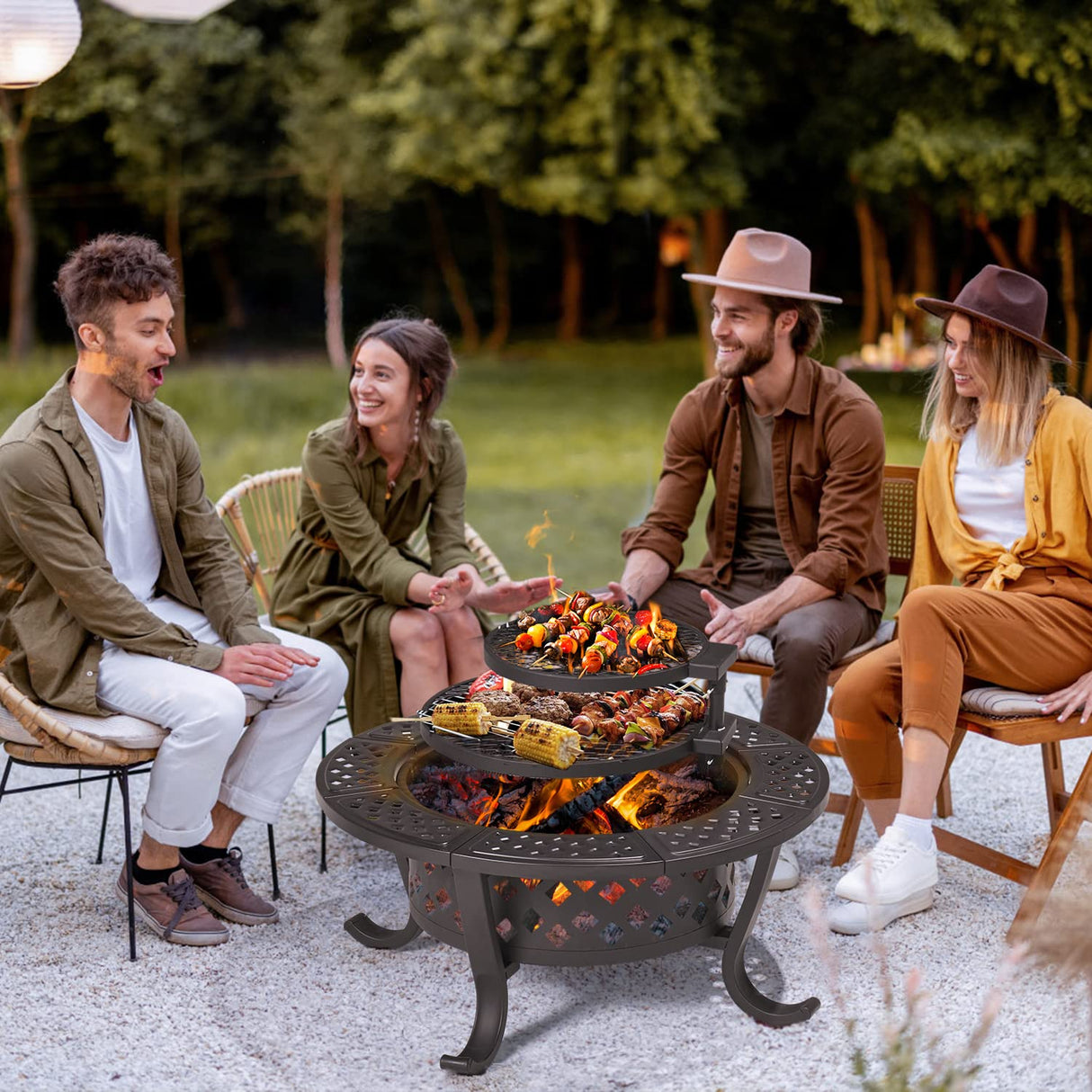 Fire Pit,36" Outdoor Wood Burning Fire Pit - Bircata