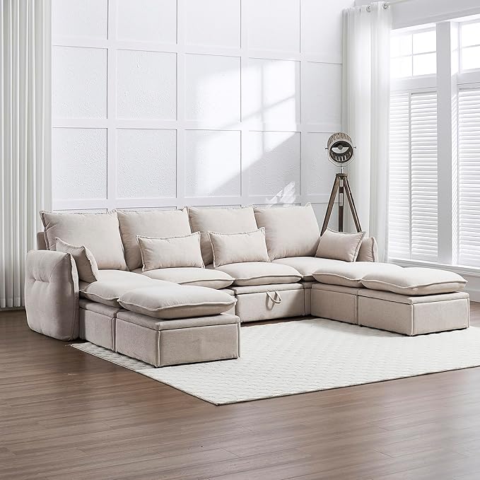 114'' Waterproof Modular Sectional Sofa with Large Storage