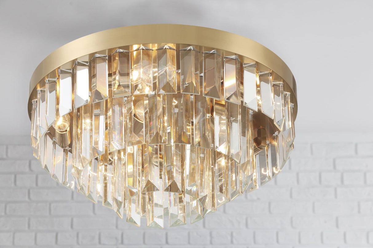 8 Light Aged Brass Flush Mount