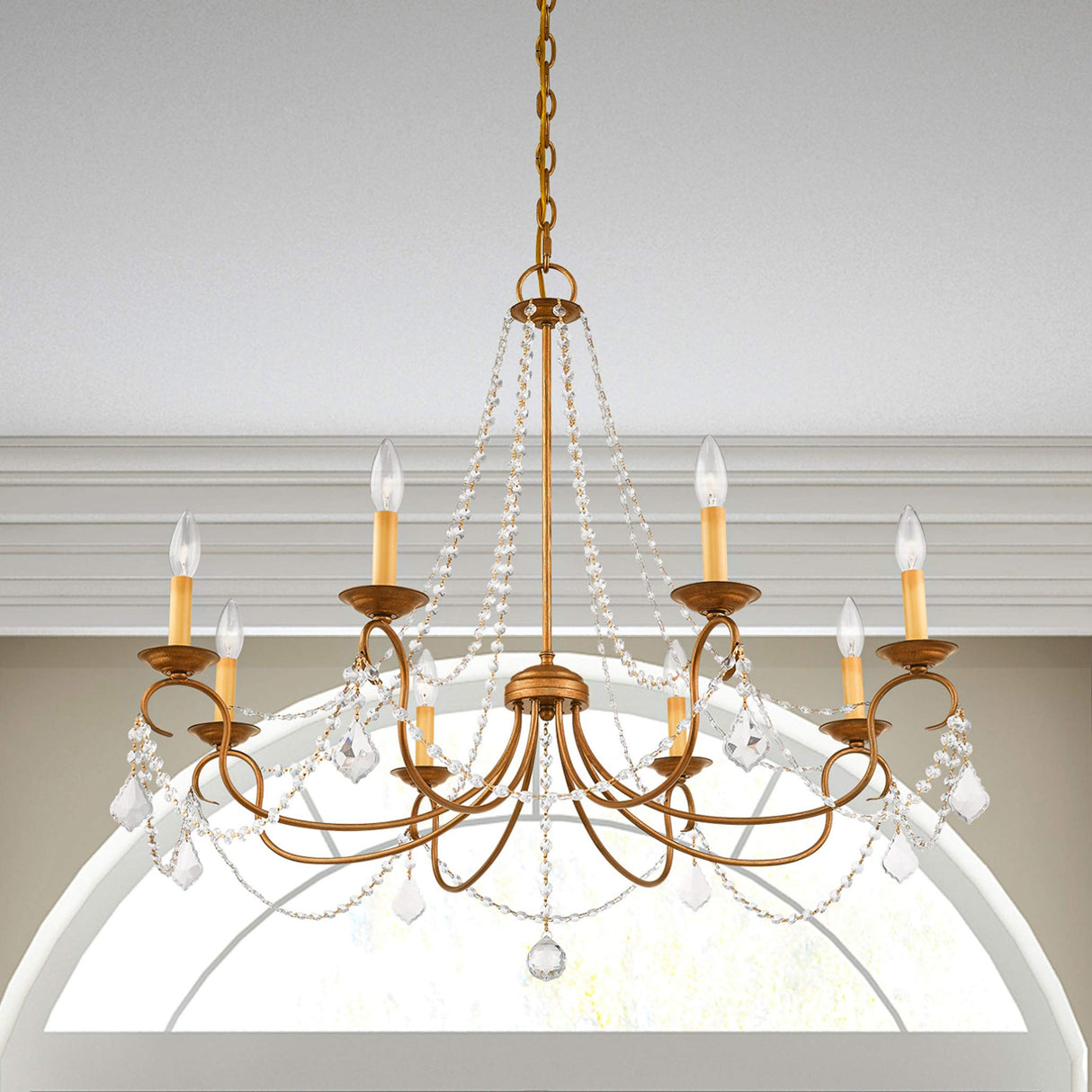 Lighting 6518-48 Pennington 8 Light Chandelier, Antique Gold Leaf