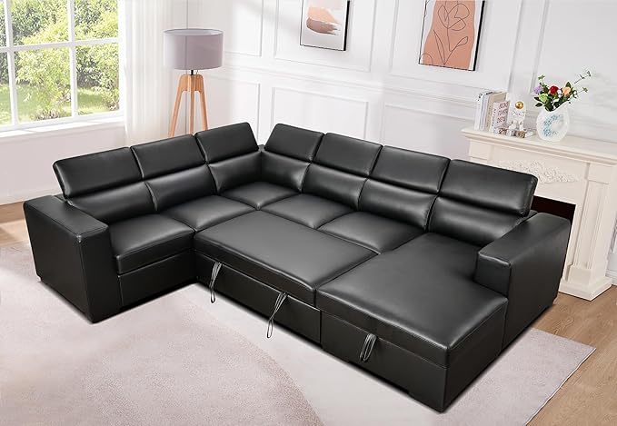 UltraMax U-Shaped Sleeper Sectional Sofa with Pull-Out Bed & Storage Console