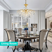 Crystal Chandelier, Modern Design for Dining Room, Gold Pendant Lighting Fixure