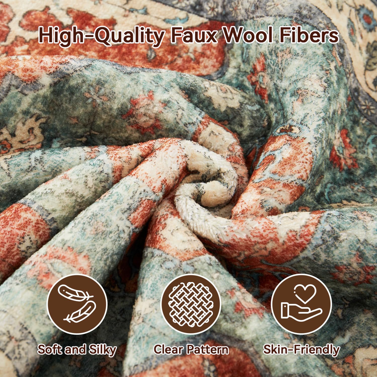 Washable Area Rug - 5'x7' Boho Living Room Rug, Non-Slip Soft Rugs Indoor for Bedroom