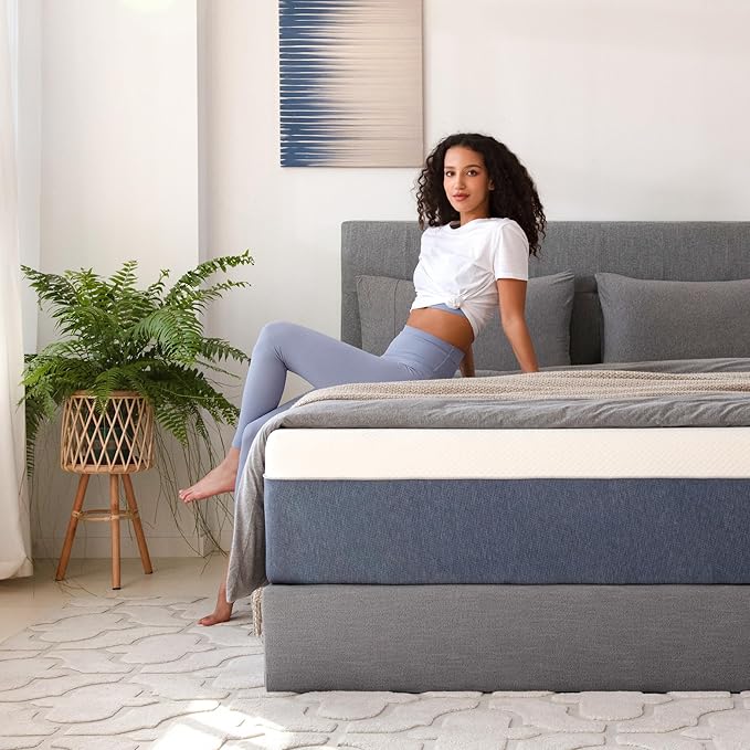 Queen Mattress 14 Inch, Charcoal Gel Memory Foam Mattress Bed in a Box