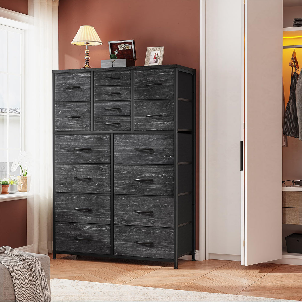 Tall Dresser for Bedroom with 16 Drawer, Fabric Bedroom Dressers & Chests of Drawers