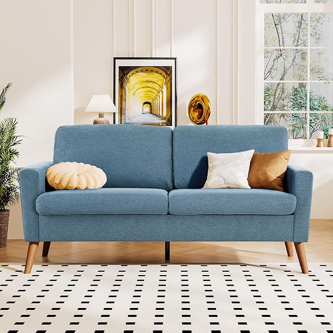 Loveseat Sofa for Living Room, Mid Century Modern Deep Seating Couches for Apartment
