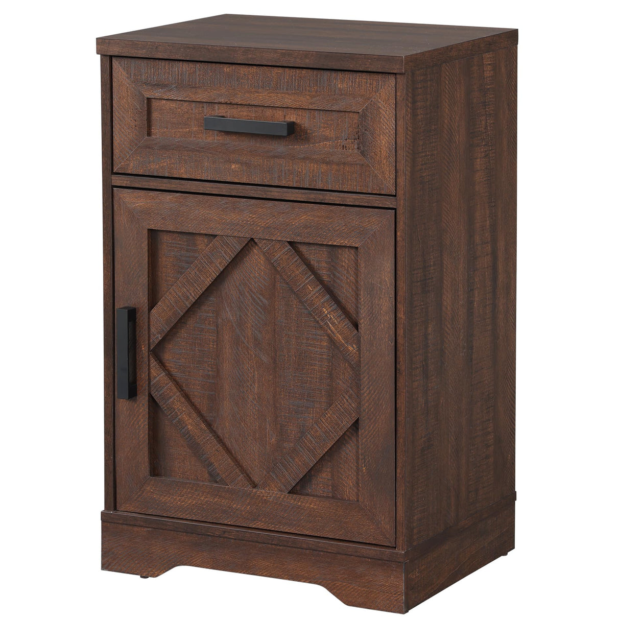 End Table with 1 Drawer & Barn Door, Farmhouse Large Sofa Side Table