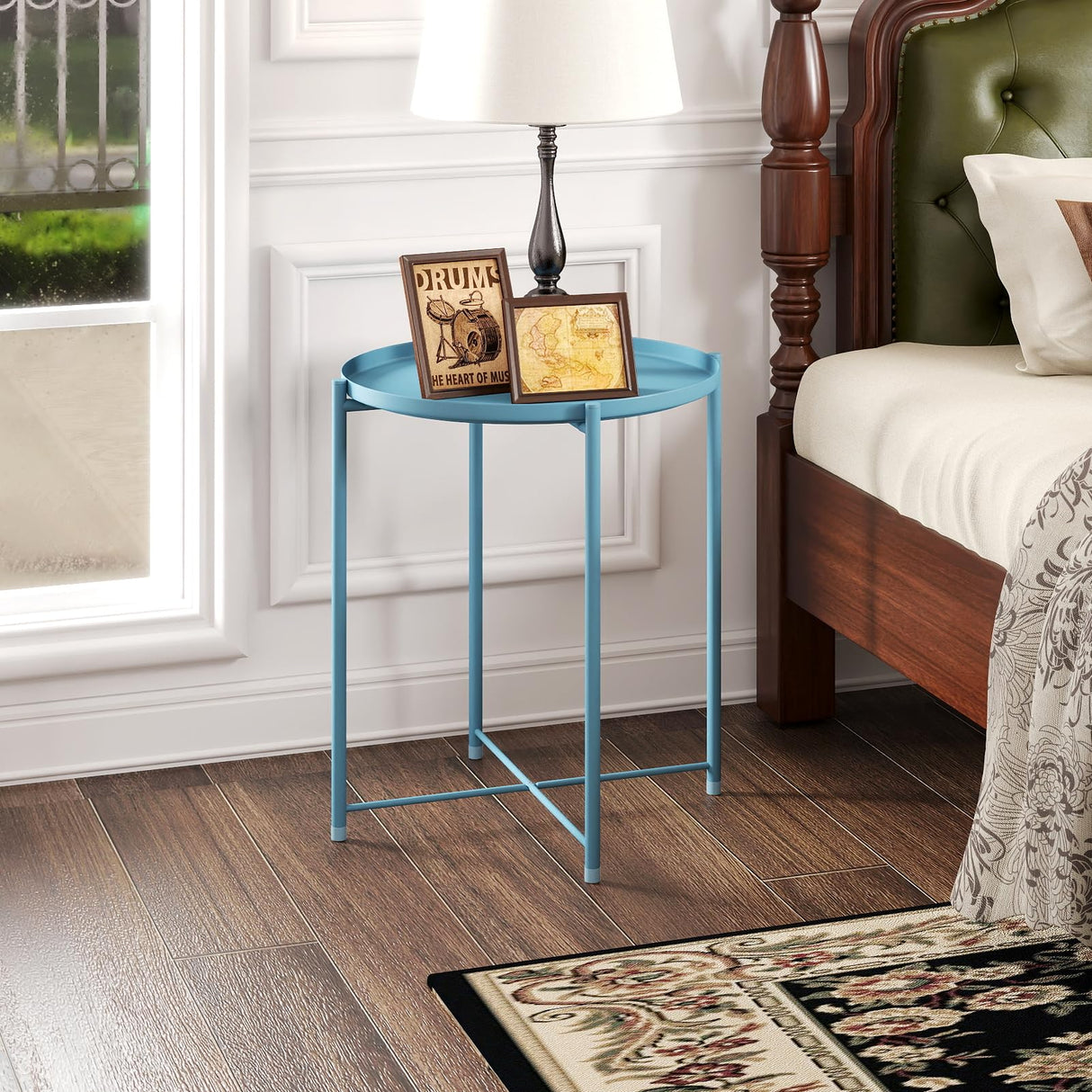 Tray Metal End Table, Sofa Table Small Round Side Tables