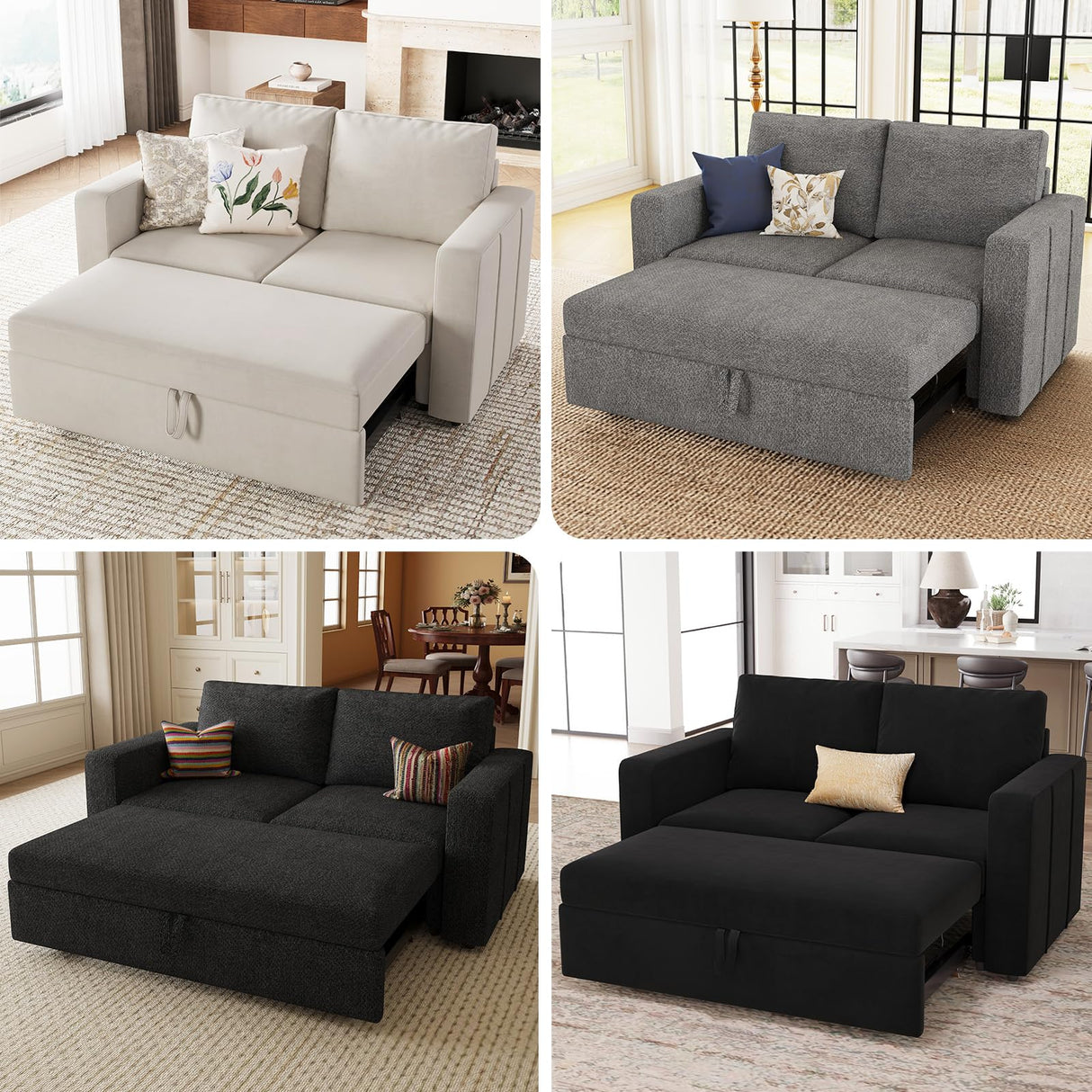 Modular Sectional Sleeper Sofa with Pull Out Couch Bed Velvet Fabric Loveseat Sleeper