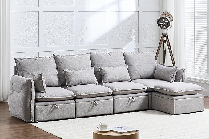 114'' Waterproof Modular Sectional Sofa with Large Storage