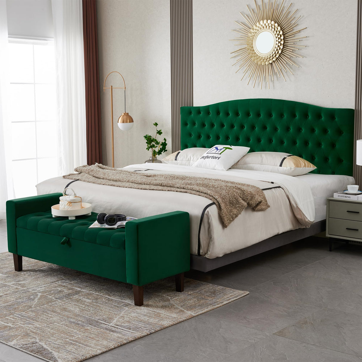 Upholstered Storage Ottoman, Button-Tufted Entryway Bench