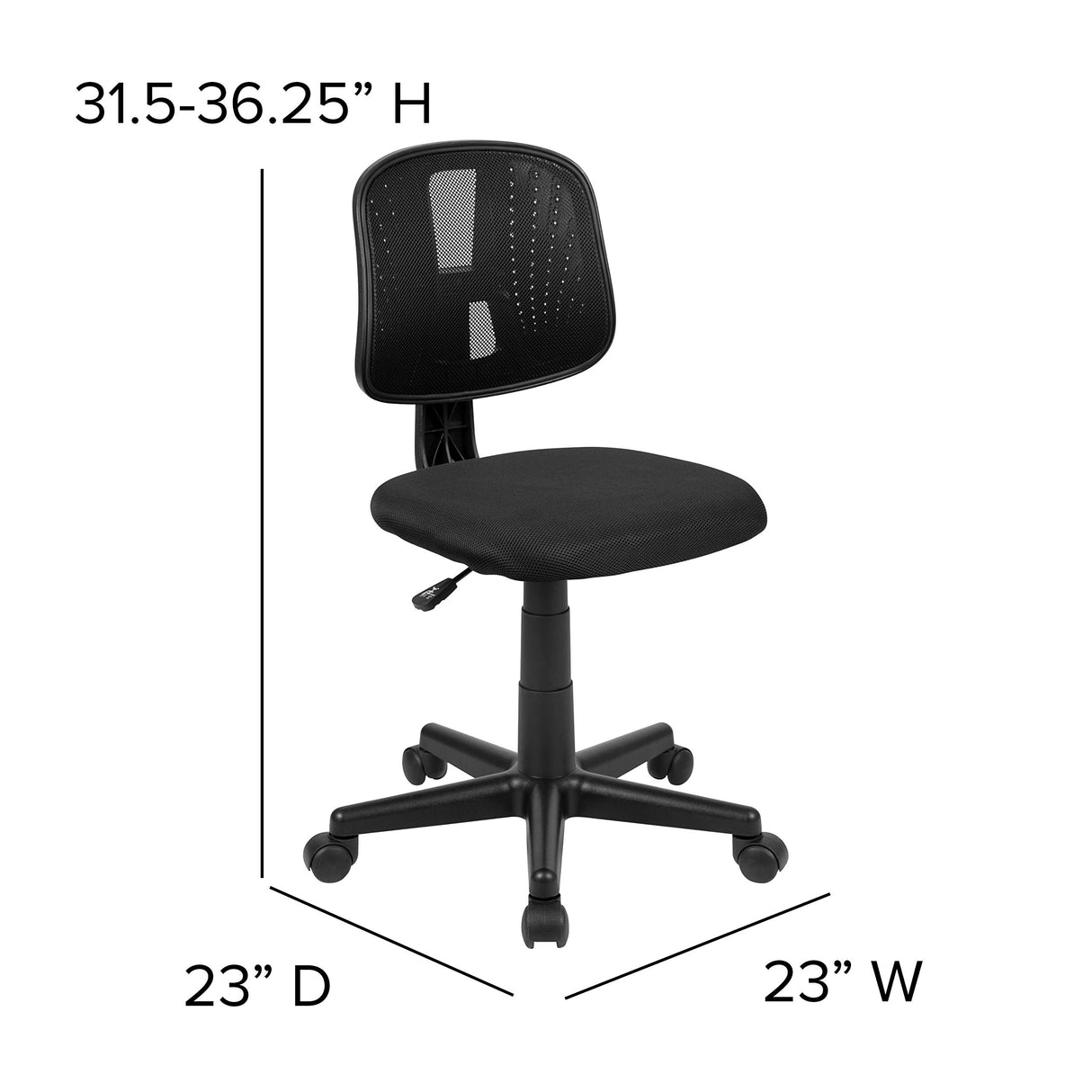 Flash Fundamentals Mid-Back Swivel Task Office Chair with Pivot Back, Height-Adjustable