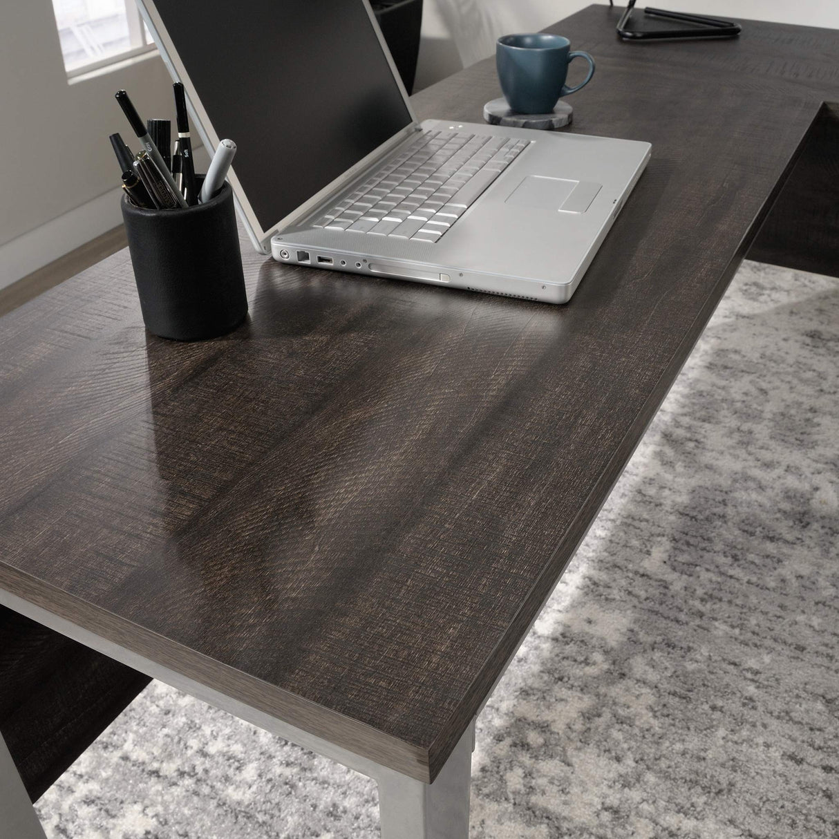 L-Desk, L: 59.84" x W: 57.32" x H: 29.65", Blade Walnut Finish