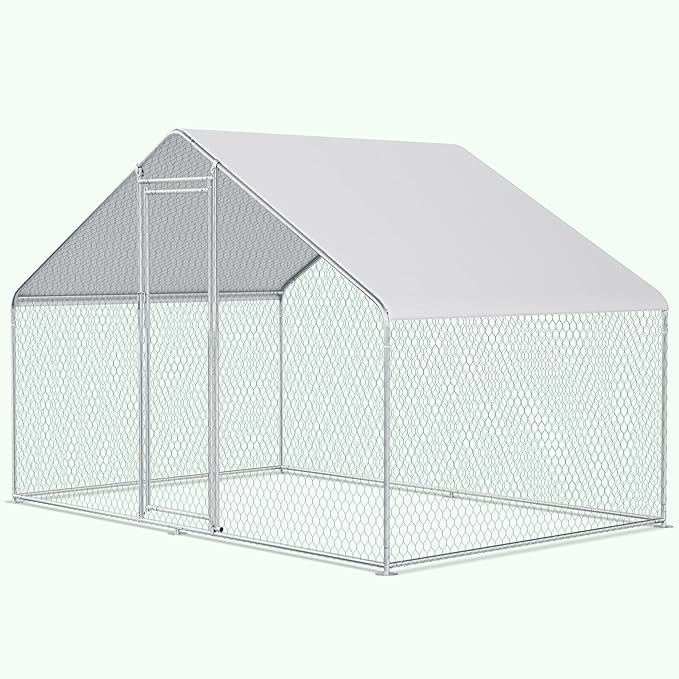 GridGuard Square Metal Chicken Coop – Waterproof Roof & Reinforced Mesh