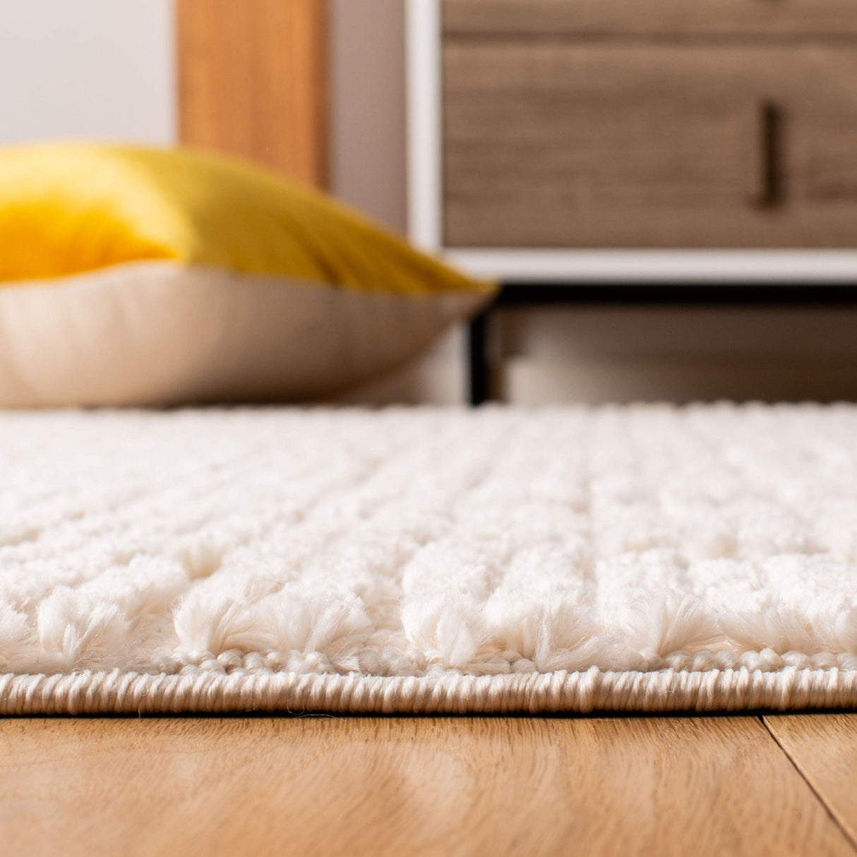 Marrakech 8x10 Area Rug - Beige Moroccan Boho Tribal Design with Tassels