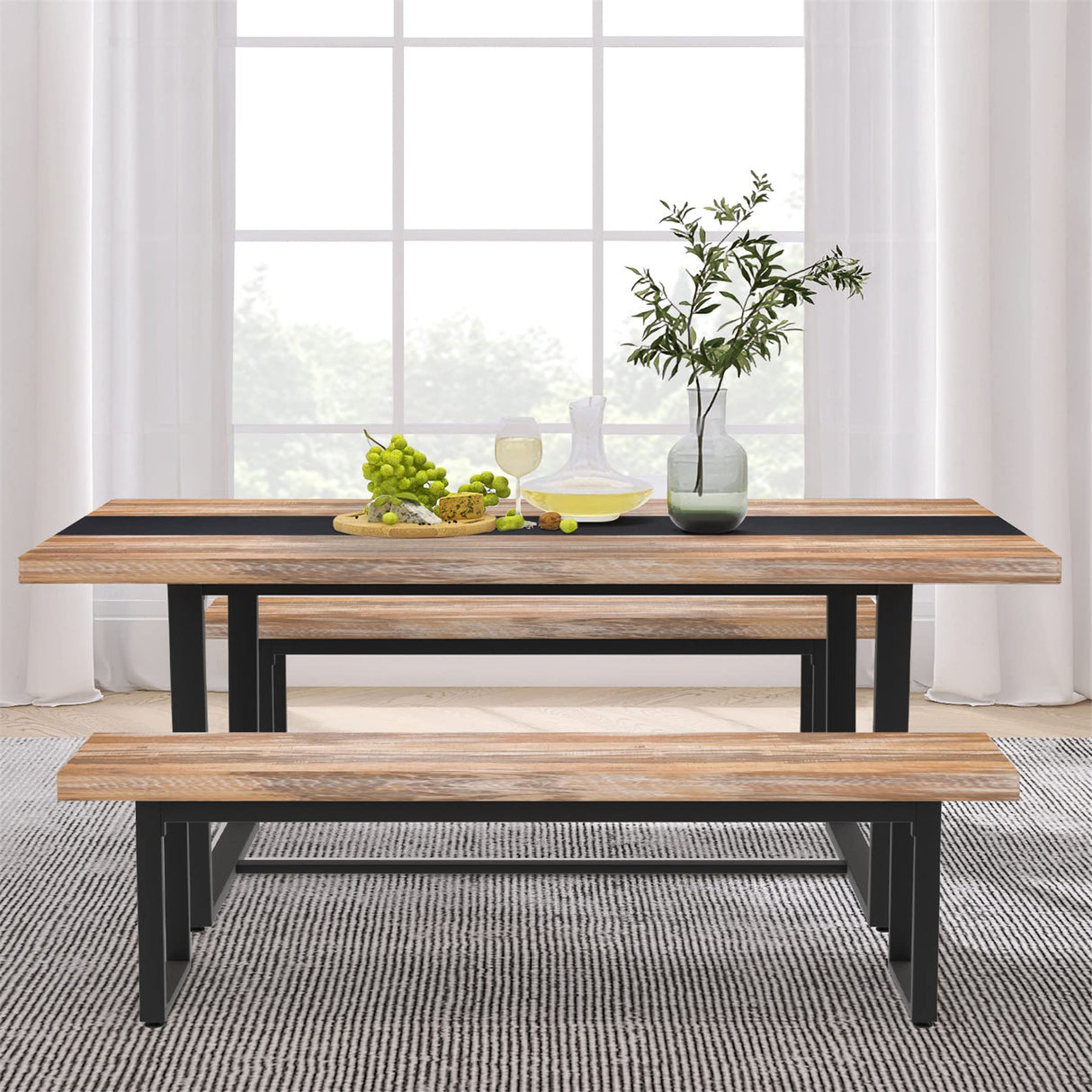 Farmhouse Indoor Kitchen Table Benches, Bed Bench