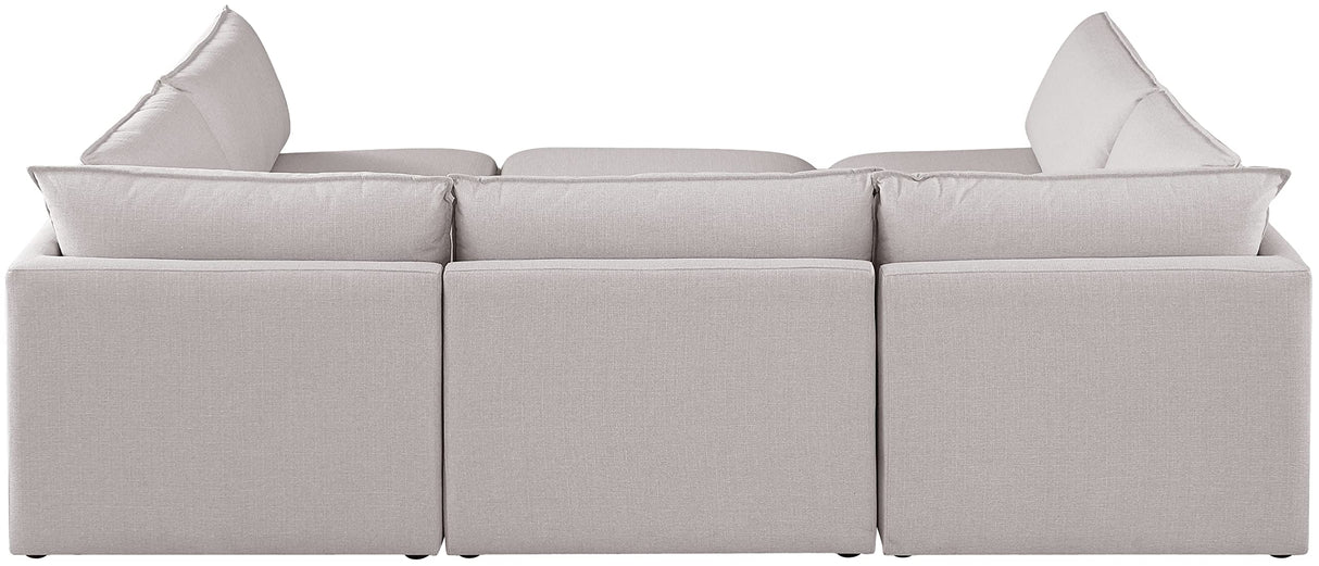 Contemporary Linen Textured Upholstered Modular Sectional, Beige