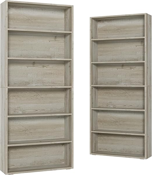 Bookshelves and Bookcases Set of 2 Floor Standing 6 Tiers Display Storage