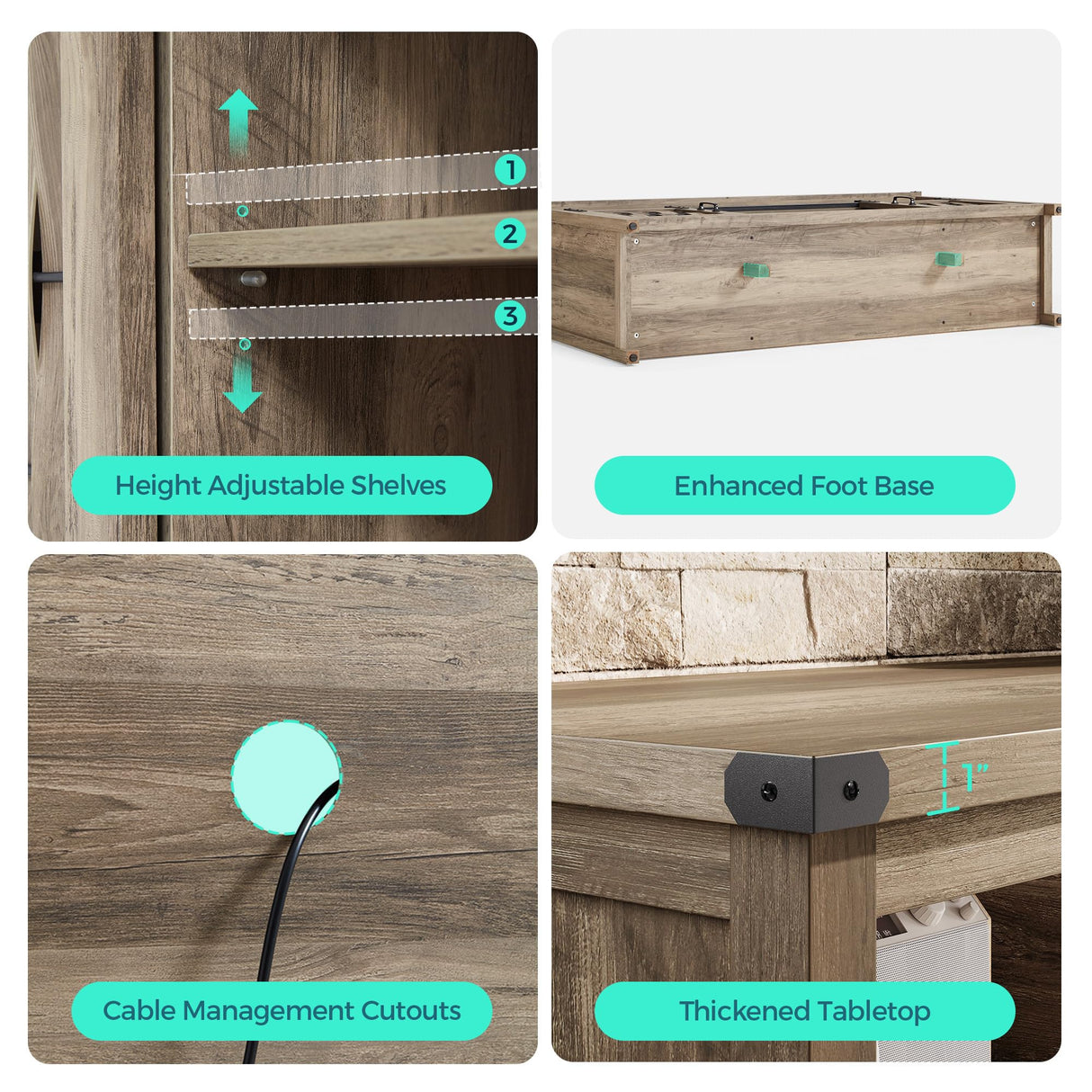 Farmhouse TV Stand for 65 Inch TV, Tall Highboy Entertainment Center