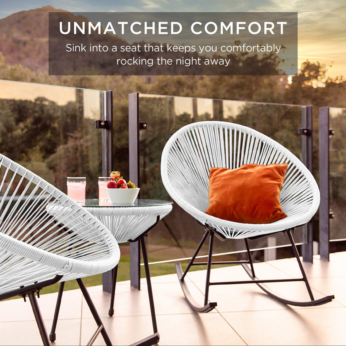 3-Piece Outdoor Acapulco All-Weather Woven Rope Patio Conversation Bistro Set