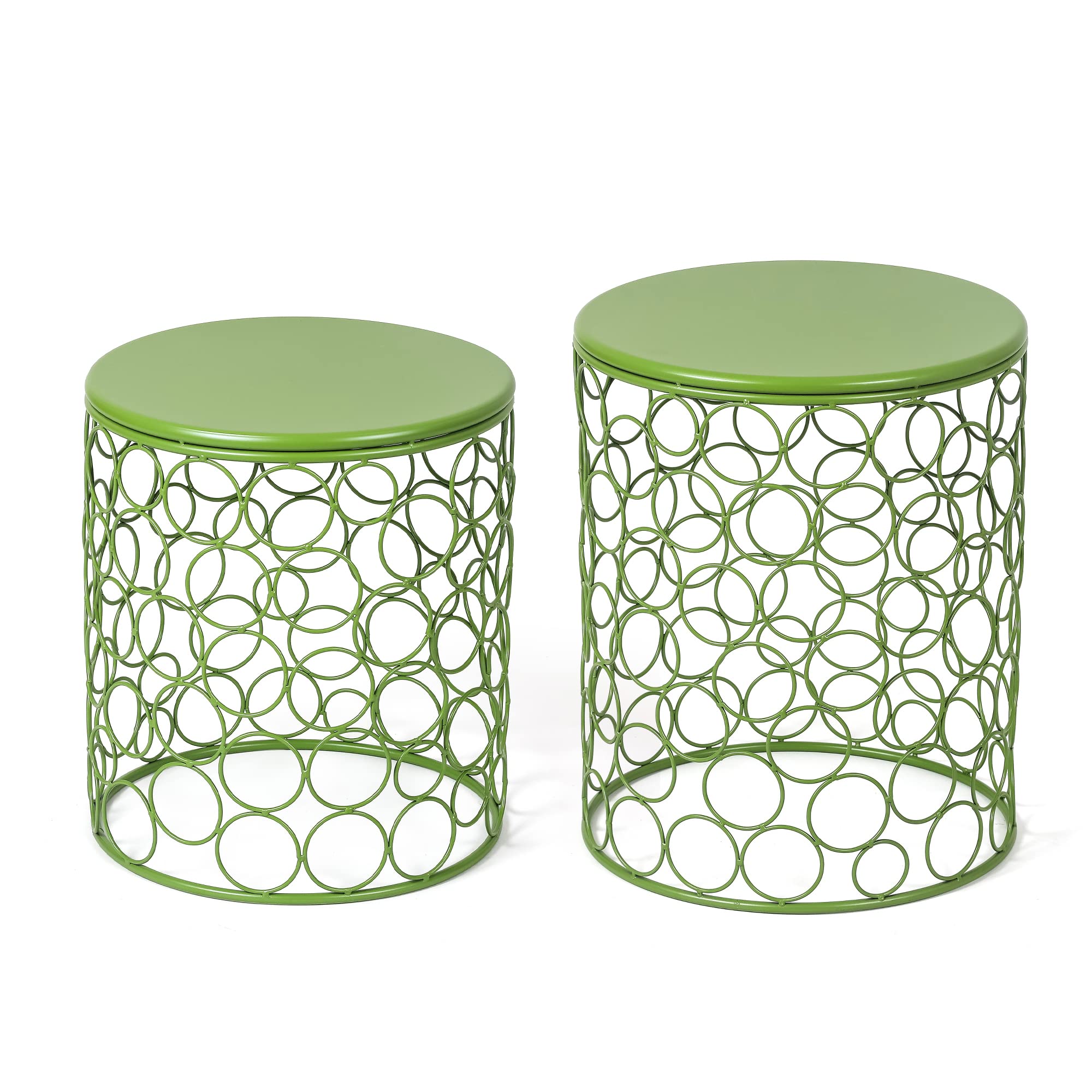Metal Accent Tables, Set of 2 Nesting End Tables Side Coffee Tables Decorative Round Nightstands