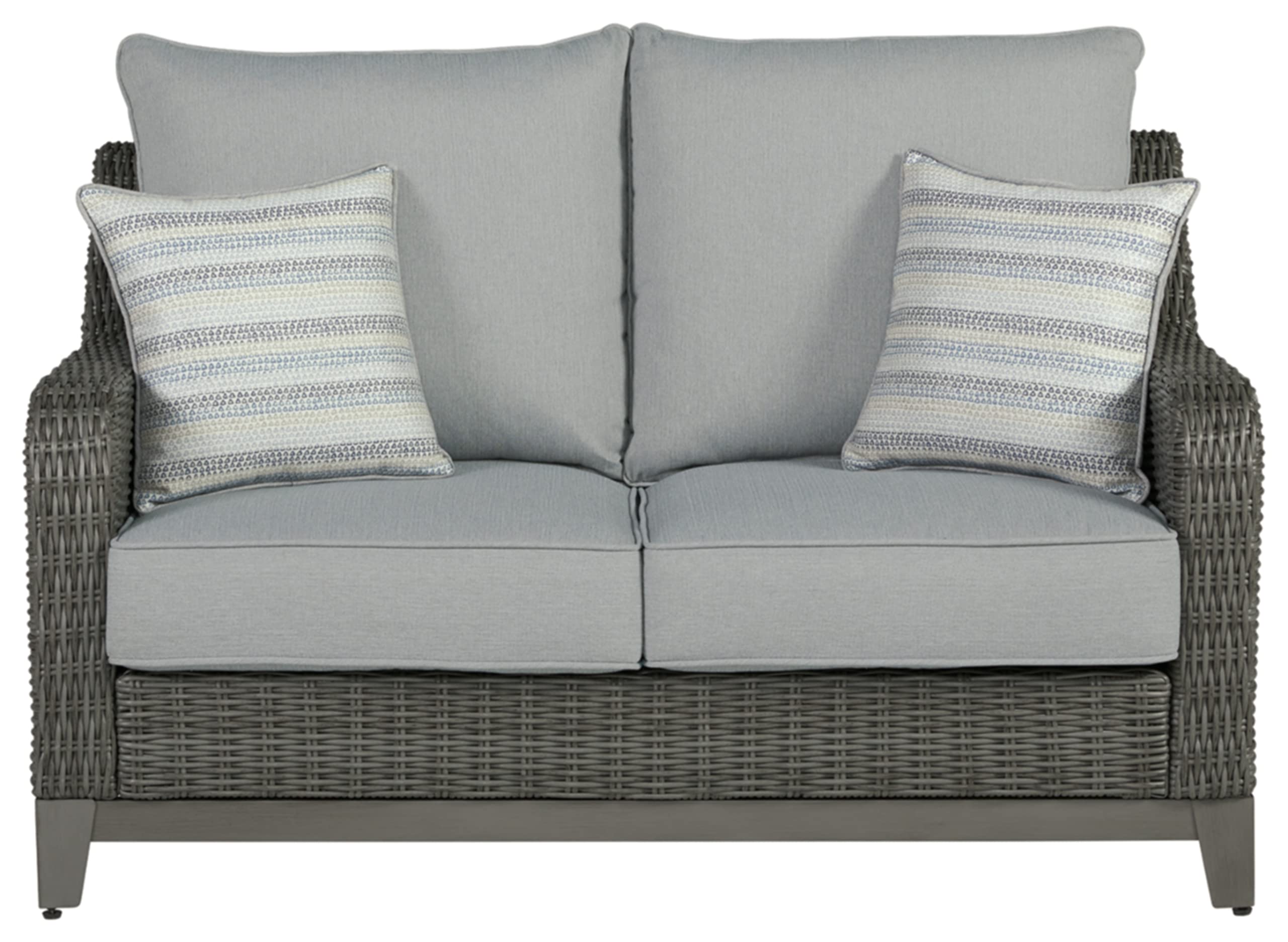 Outdoor Elite Park Patio Wicker Loveseat with Cushion, Gray