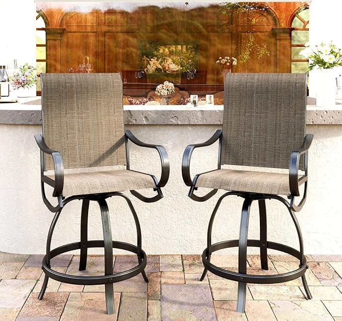 Outdoor Bar Stool, Patio Counter Height Sling Fabric Bar Chairs Set of 4