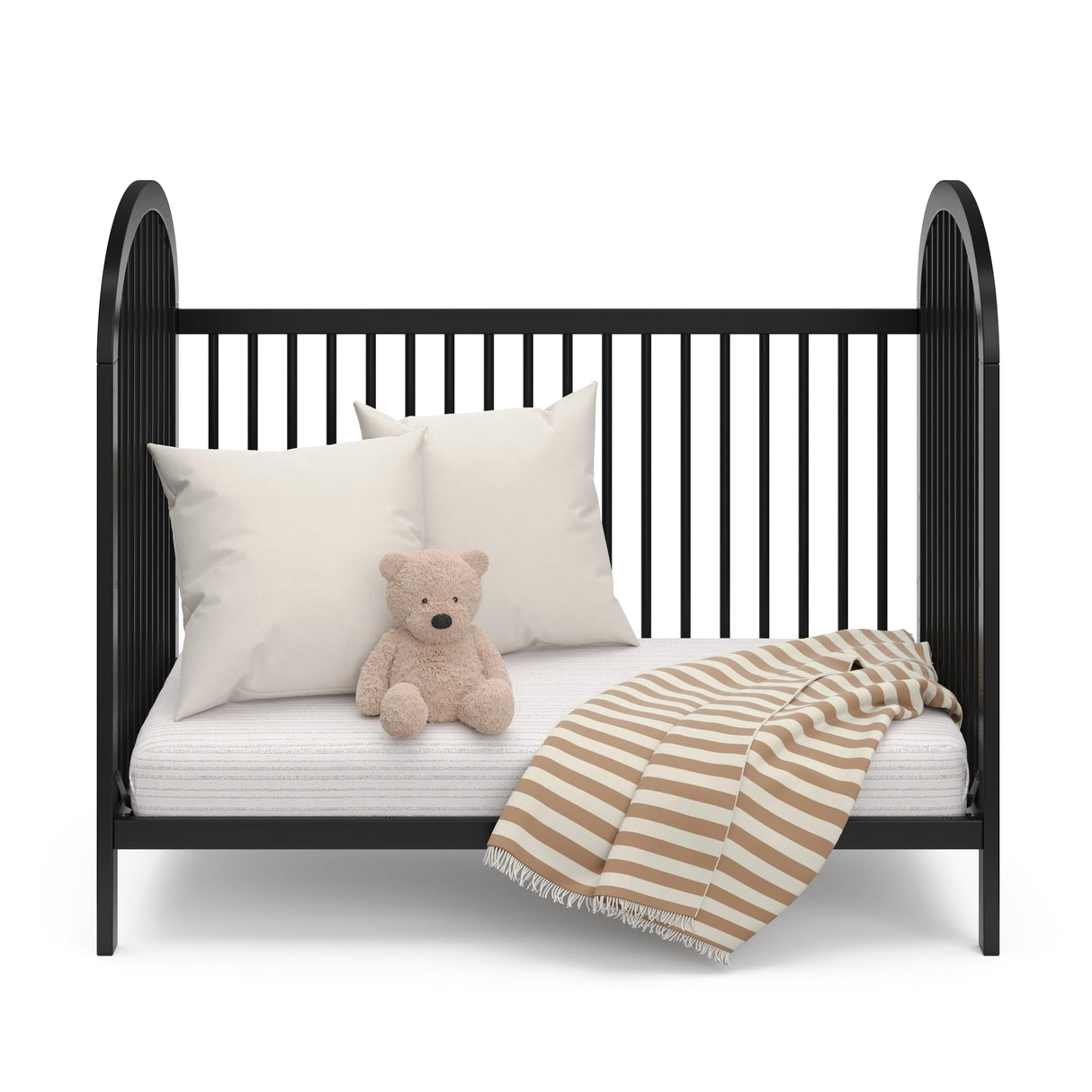 3-in-1 Convertible Crib (Black) – GREENGUARD Gold Certified, Converts to Daybed and Toddler Bed, Fits Standard Full-Size Crib Mattress, Adjustable Mattress Height, Easy-to-Match Style