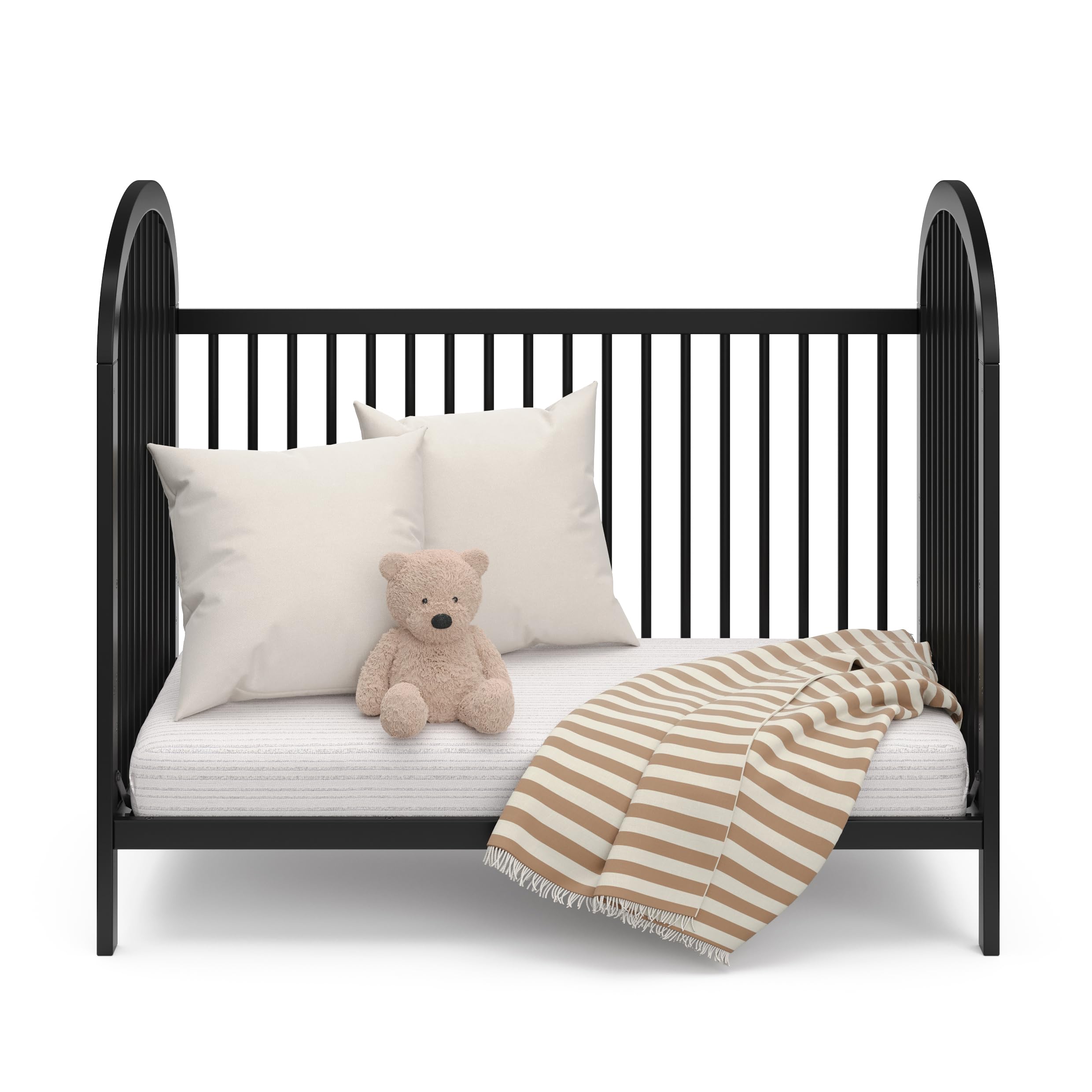 3-in-1 Convertible Crib (Black) – GREENGUARD Gold Certified, Converts to Daybed and Toddler Bed, Fits Standard Full-Size Crib Mattress, Adjustable Mattress Height, Easy-to-Match Style
