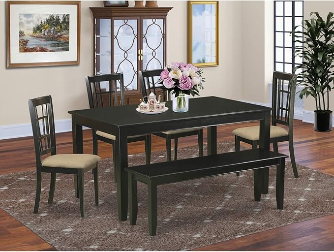 DUNI5-BLK-LC Dudley 5 Piece Dinette Set for 4 Includes a Rectangle Room