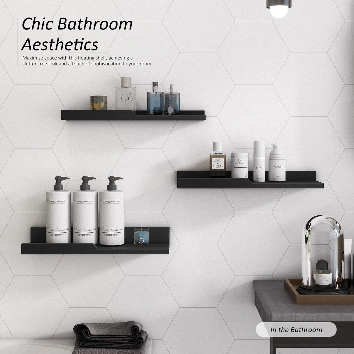 Modern Floating Shelves Set of 3 : Farmhouse Wall Mounted Bedroom