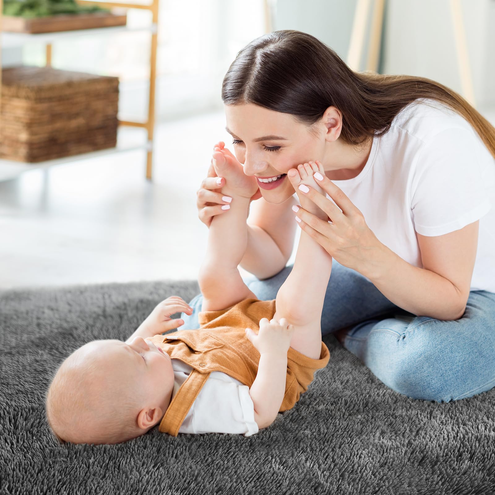 8x10 Area Rugs for Living Room, Luxury Fluffy Shag Fuzzy Plush Soft Modern Area Rugs