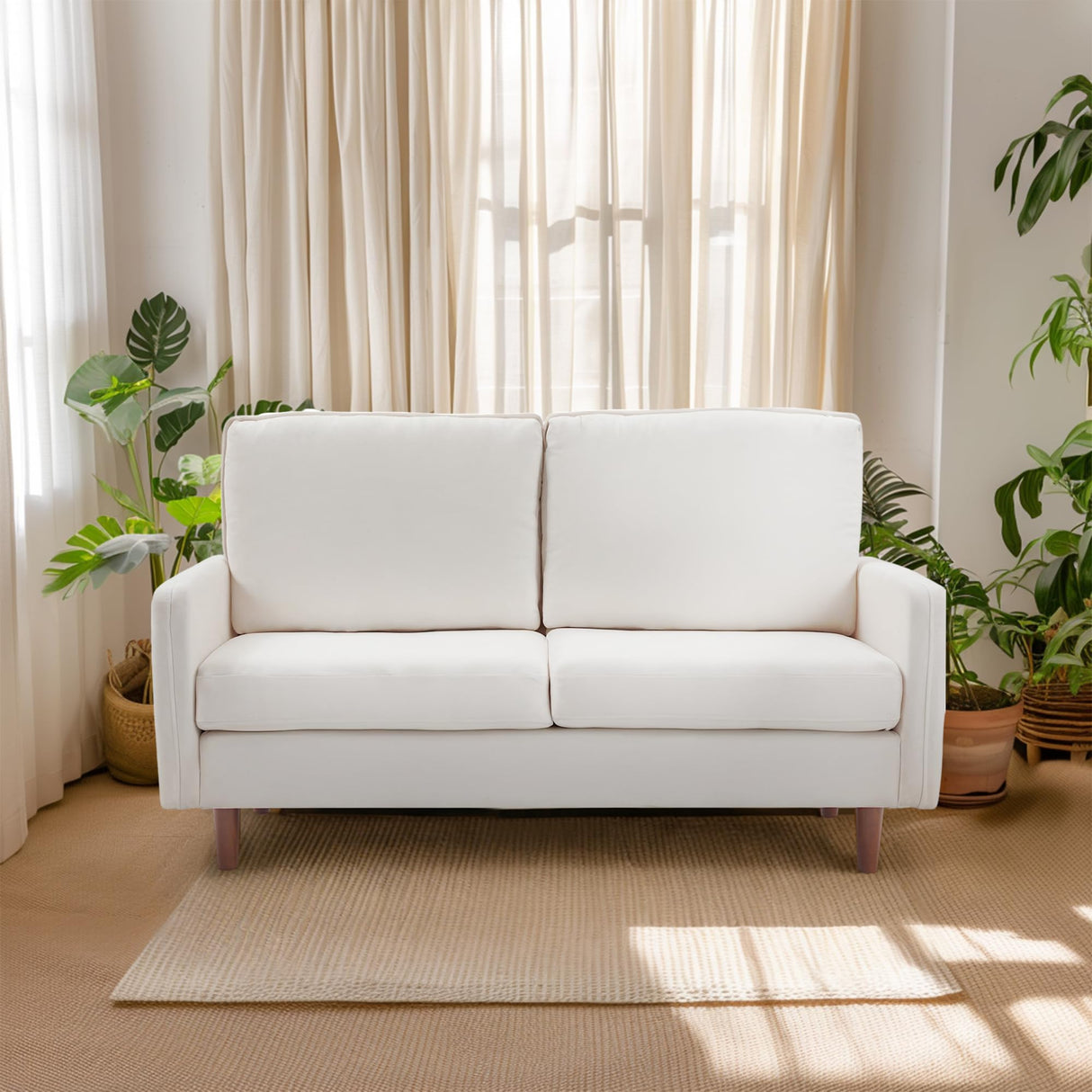 57" Loveseat Couch Sofa,Mid-Century Modern Love Seat Couch with Armrests for Living Room