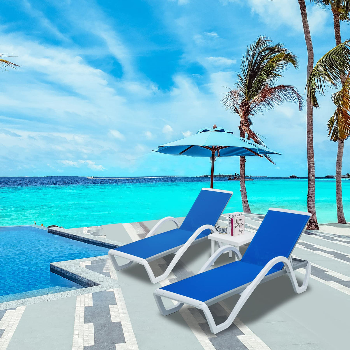 Patio Chaise Lounge Adjustable Aluminum Pool Lounge Chairs