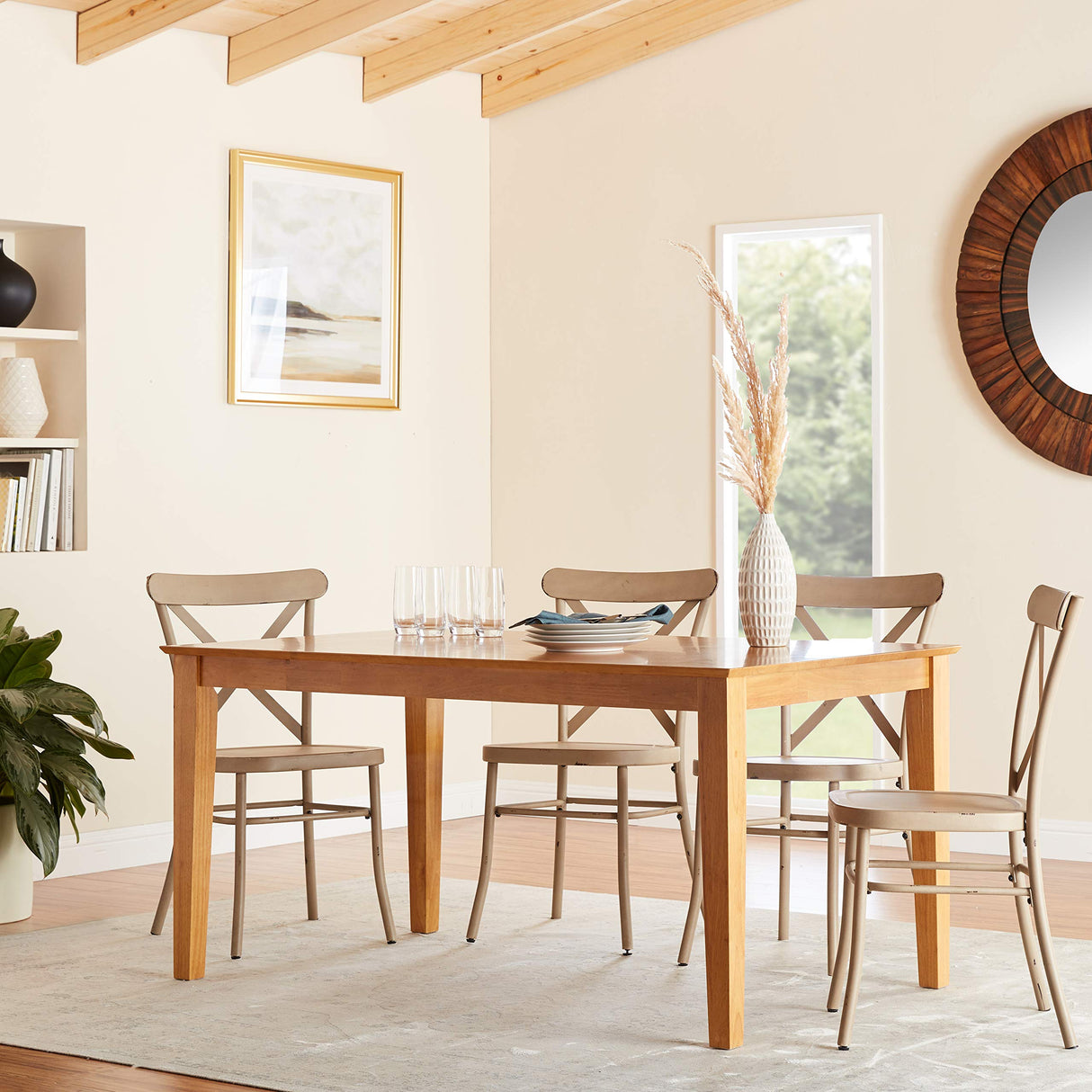 CAT-OAK-S Capri Kitchen Table - a Rectangle Dining Table Top with Sturdy Legs, 36x60 Inch