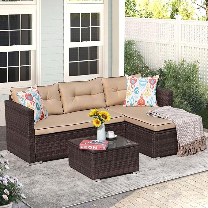 Outdoor Patio Furniture Set, Small Sectional Conversation Set