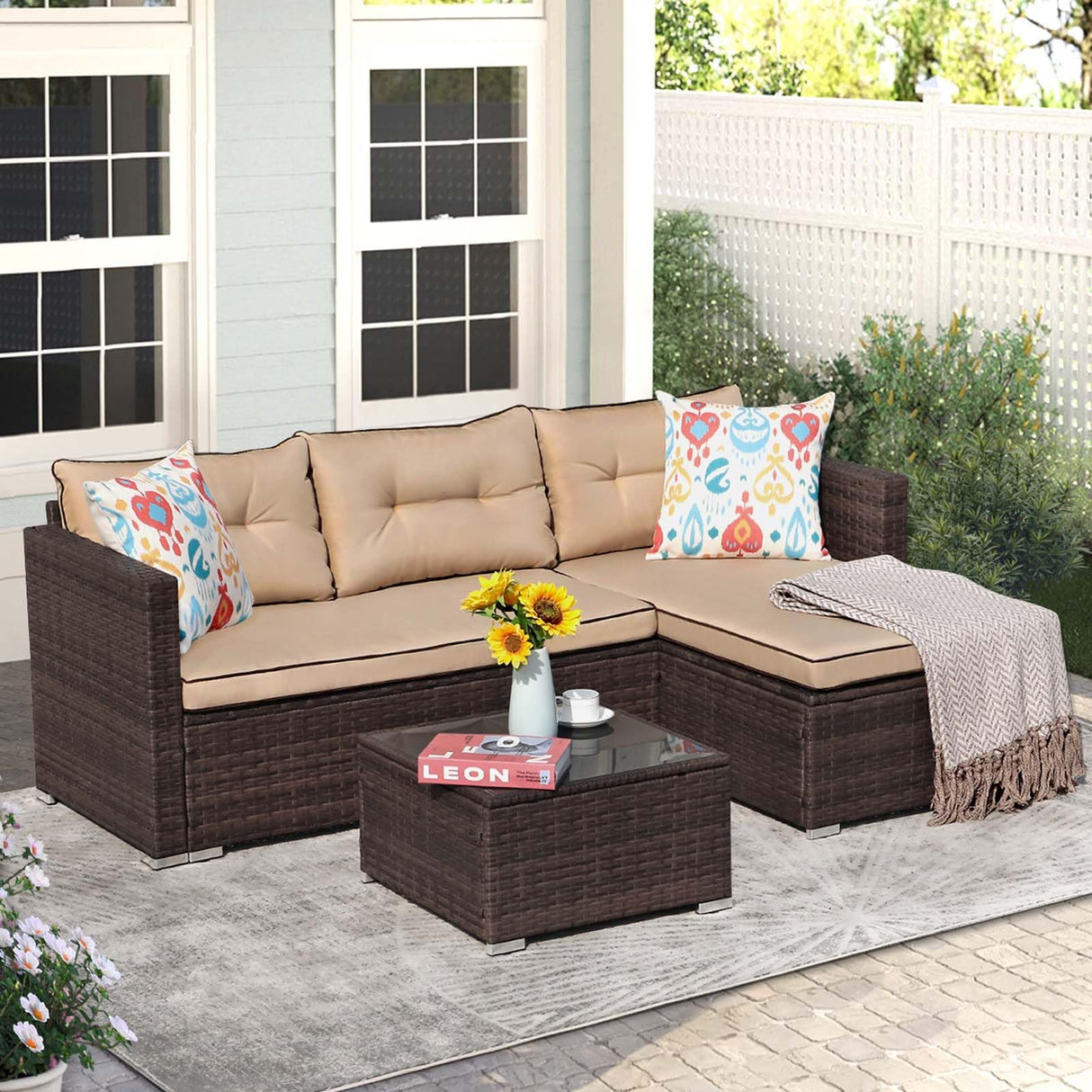 Outdoor Patio Furniture Set, Small Sectional Conversation Set