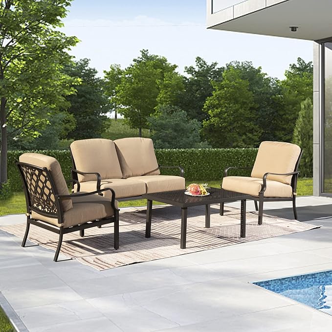 7 Pieces Patio Dining Sets All-Weather Metal Outdoor Modern Dining Sets with Table
