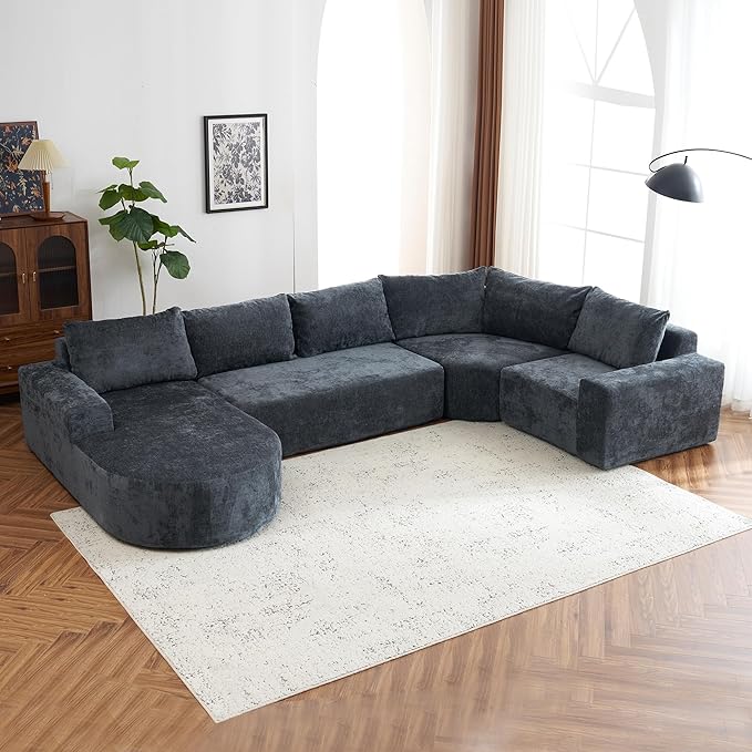 122.8" Modular Sectional Sofa Couch with Moveable Ottoman