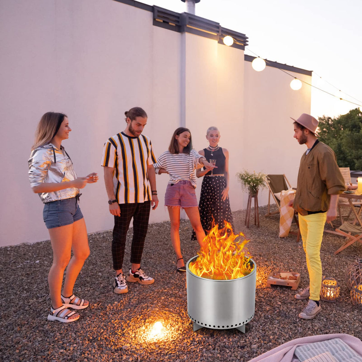 Smokeless Fire Pit with Air Switch16.5, Wood Burning Portable Stainless Steel Outdoor Firepit with Removable Stand and Ash Pan, Ideal for Camping for Backyard Patio and Picnic, H: 11.5 in, 13.22 lbs - Bircata