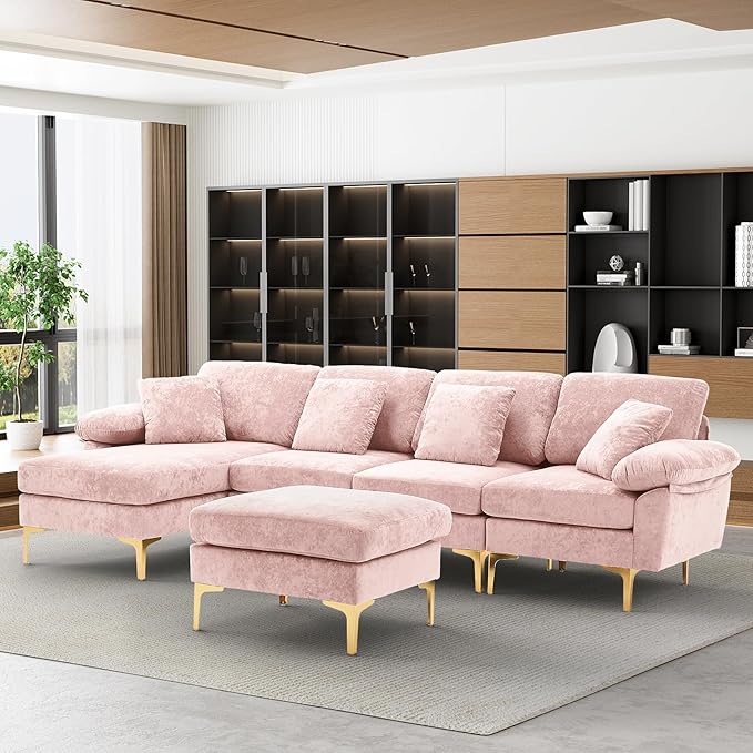 U-Shaped Sectional Sofa Couch, 4 Seat Sofa Set for Living Room