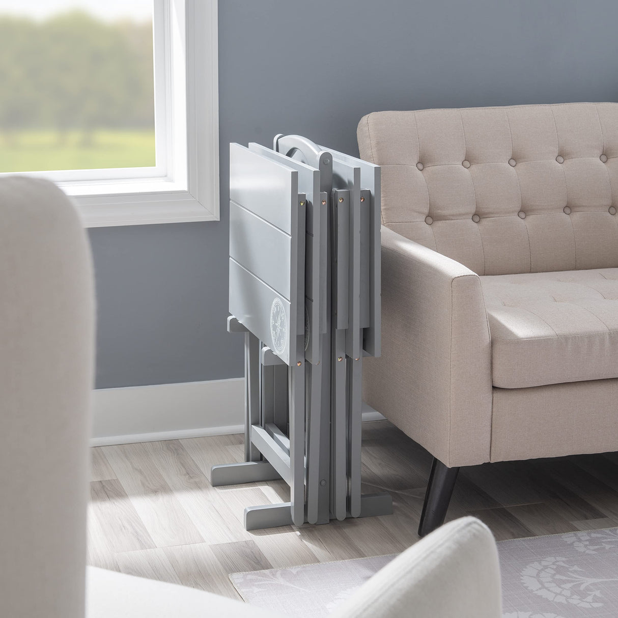 SlateNest 5-Piece Gray Folding TV Tray Table Set