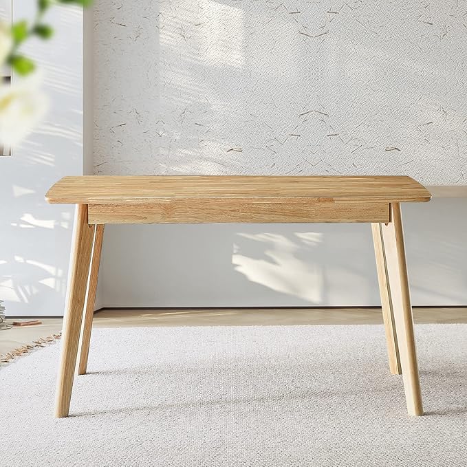 47" Solid Wood Rectangular Dining Table for Small Spaces - Natural Farmhouse Style