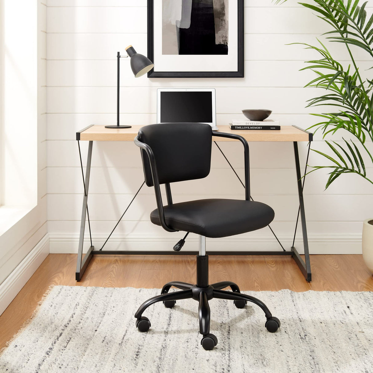 Heyden Modern Adjustable Swivel Desk Chair, 22 Inch, Black