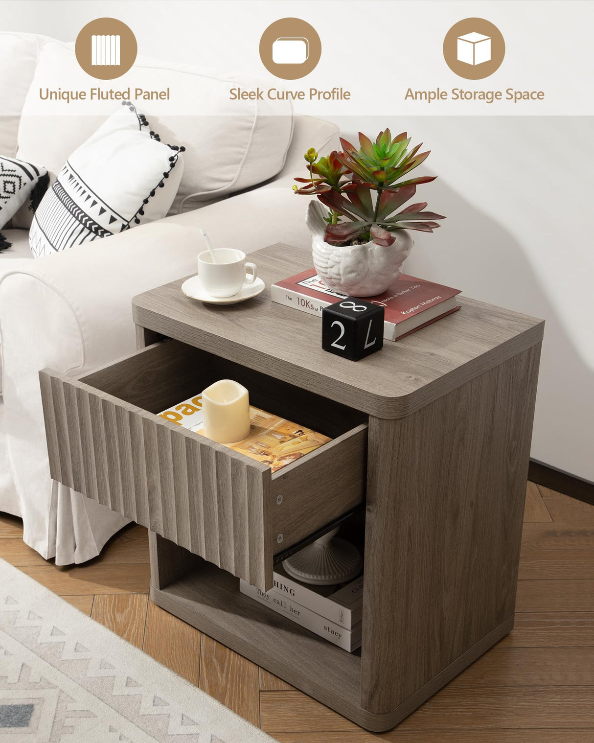 Night Stand Nightstand with Drawer Storage Bed Side Table