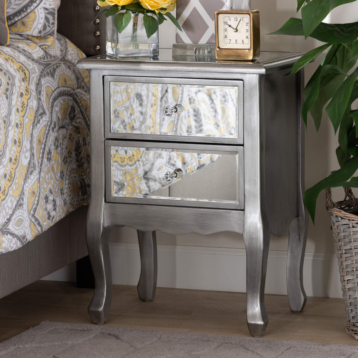 Nightstands, Silver/Mirror