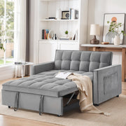 Modern Velvet Futon Couch Pullout Bed, Love Seat Lounge Sofa w/Reclining Backrest